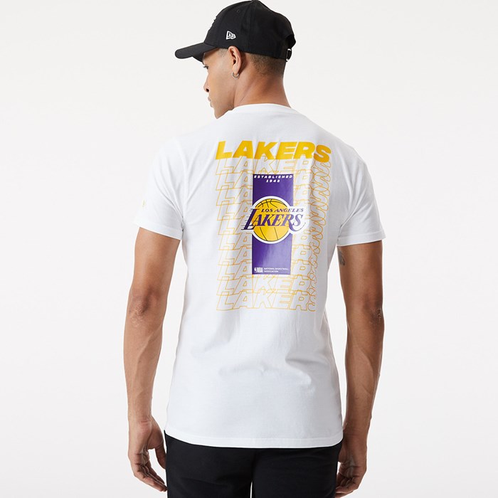 LA Lakers Repeat Logo Miesten T-paita Valkoinen - New Era Vaatteet Suomi FI-901432